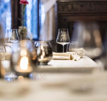A set table at Hotel Stafler