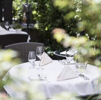 A set table in the garden