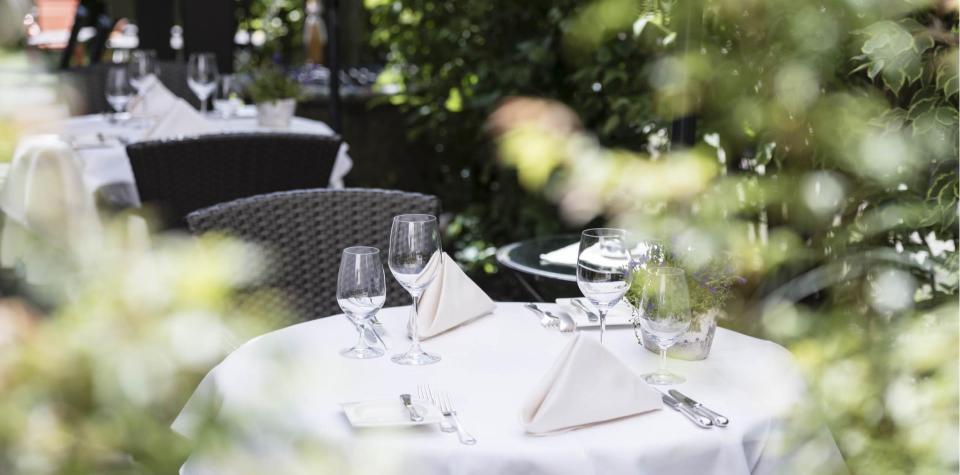 A set table in the garden