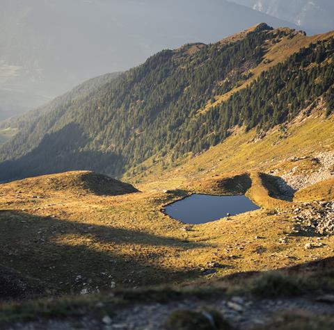 View from the Penser Joch Pass into the valley