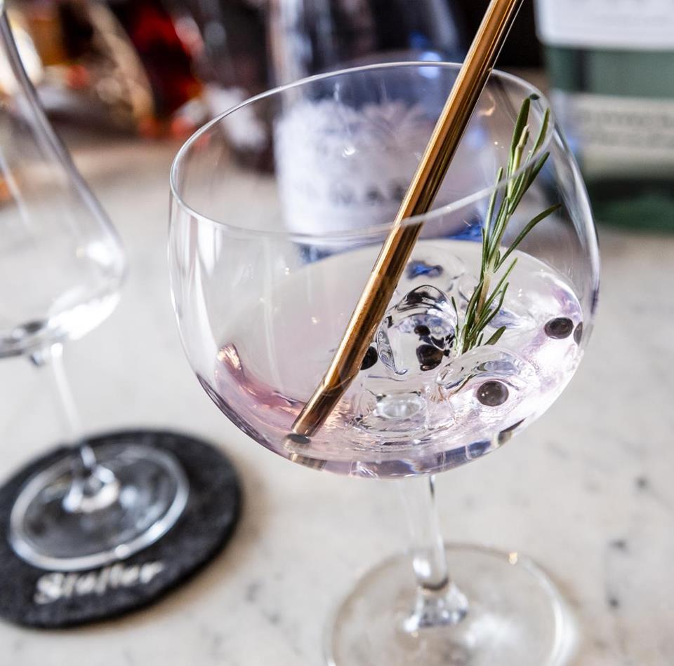 A stylishly presented cocktail
