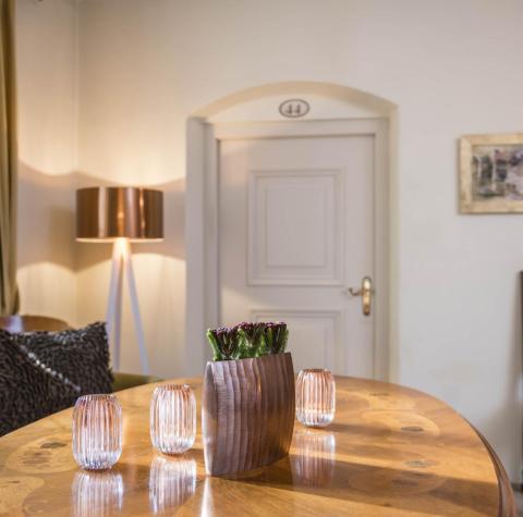 A guest room at Hotel Stafler