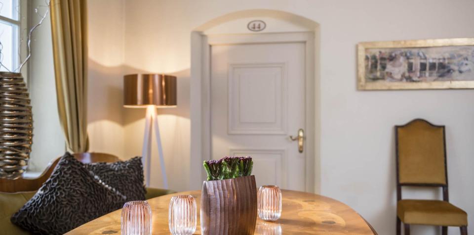 A guest room at Hotel Stafler