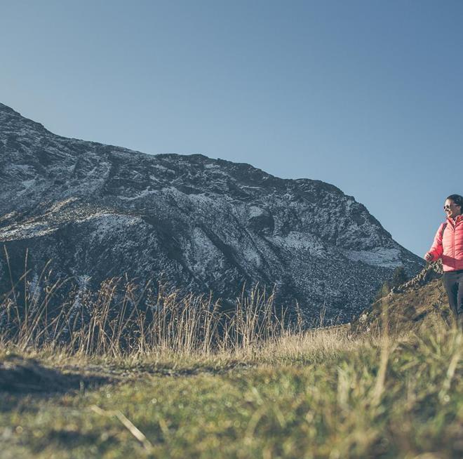 A man and a woman hiking