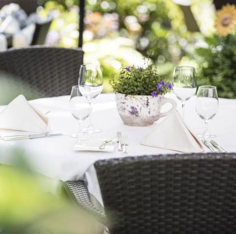 A set table in the garden